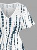 Robe midi trapèze à poches fendues imprimé tie-dye Hawaï - Blanc 3X