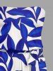 Combinaison hawaïenne à poches imprimé feuilles et branches avec ceinture amovible et bretelle d'épaule - Bleu 3X