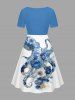 Robe Hawaïenne Ceinturée à Imprimé Fleurs et Pieuvres - Pers 3X