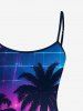 Robe ajustée hawaïenne à imprimé 3D cocotier, dégradé pailleté - Pourpre  6X