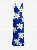 Robe cache-cœur fendue à volants imprimé fleurs hawaïennes - Bleu XXL