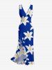 Robe cache-cœur fendue à volants imprimé fleurs hawaïennes - Bleu XXL