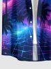 Chemise hawaïenne pour homme à imprimé 3D cocotier dégradé pailleté, boutons et poche - Pourpre  2XL