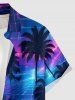 Chemise hawaïenne pour homme à imprimé 3D cocotier dégradé pailleté, boutons et poche poitrine - Pourpre  6XL