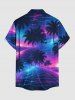 Chemise hawaïenne pour homme à imprimé 3D cocotier dégradé pailleté, boutons et poche poitrine - Pourpre  6XL