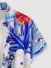 Chemise hawaïenne pour homme à imprimé fleurs et feuilles tropicales, avec boutons et poche - Bleu 6XL