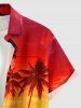 Chemise hawaïenne pour homme avec imprimé paysage marin et cocotiers, boutons et poche - Orange Foncé 6XL
