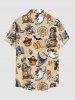 Chemise boutonnée avec poche poitrine pour homme, imprimé Halloween squelette, pirate, citrouille, fantôme et toile d'araignée - Bronze M