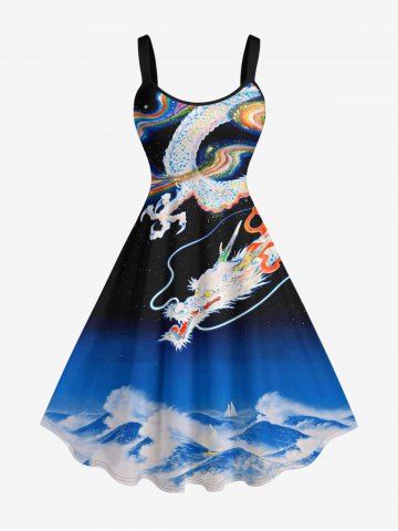 Robe trapèze Hawaï imprimé Dragon Cloud - DEEP BLUE - 6X