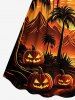 Tenue assortie pour couple avec motif citrouille d'Halloween, cocotier et montagne - Orange 