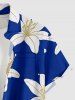 Tenue de plage hawaïenne assortie pour couples, motif fleurs - Bleu 