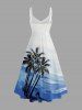 Robe trapèze Hawaï twist imprimé cocotier et mer - Bleu XXS