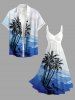 Robe trapèze Hawaï twist imprimé cocotier et mer - Bleu XXS