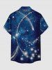Glitter Milky Way Galaxy Print Hawaii Button Pocket Shirt For Men -  