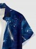Glitter Milky Way Galaxy Print Hawaii Button Pocket Shirt For Men -  