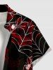 Halloween Spider Web Lip Print Button Pocket Shirt For Men -  