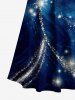 Robe trapèze à épaules dénudées et bretelles croisées, imprimé Voie lactée scintillant style Hawaï - Bleu profond 2X