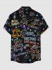 Christmas Santa Claus Bells Snowflake Print Buttons Pocket Shirt For Men -  
