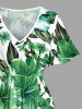 Robe midi hawaïenne fendue imprimé fleurs et feuilles d'hibiscus - Vert 1X