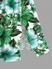 Robe midi hawaïenne fendue imprimé fleurs et feuilles d'hibiscus - Vert 1X