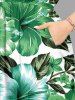 Robe midi hawaïenne fendue imprimé fleurs et feuilles d'hibiscus - Vert 1X