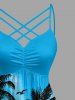Robe hawaïenne à imprimé dégradé cocotier, froncée, avec croisillons et bretelles croisées - Pers 1X