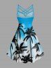 Robe hawaïenne à imprimé dégradé cocotier, froncée, avec croisillons et bretelles croisées - Pers 1X