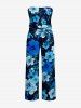 Combinaison Hawaï à imprimé fleurs d'hibiscus et feuilles tropicales avec poche V, ceinture et bretelles amovibles - Bleu profond 1X