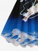 Robe trapèze hawaïenne à imprimé nuages et dragons - Bleu profond S