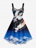 Robe trapèze hawaïenne à imprimé nuages et dragons - Bleu profond S