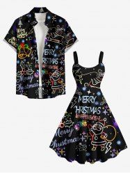 Christmas Santa Claus Bells Snowflake Print Matching Outfit For Couples -  