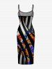 Robe hawaïenne rayée à imprimé floral graphique ethnique - Noir 3X