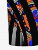 Striped Ethnic Graphic Flower Print Hawaii Dress -  