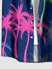 Colorful Coconut Tree Print Hawaii Button Pocket Shirt For Men -  