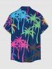 Colorful Coconut Tree Print Hawaii Button Pocket Shirt For Men -  