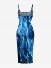 Robe Hawaïenne Ajustée à Imprimé Flammes Bleues Lumineuses - Bleu profond 3X