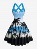 Robe Hawaïenne à bretelles croisées avec nœud et imprimé dégradé cocotier - Pers XXL