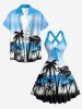 Robe Hawaïenne à bretelles croisées avec nœud et imprimé dégradé cocotier - Pers XXL