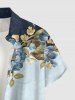 Chemise hawaïenne boutonnée avec poche pour homme, imprimé fleurs et feuilles - Bleu clair S