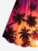 Robe Hawaïenne Cintrée à Imprimé Dégradé Cocotier - Violacé rouge S