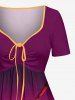 Robe Hawaïenne Cintrée à Imprimé Dégradé Cocotier - Violacé rouge S