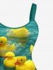 Ducks Water Ripple Print Hawaii Tank Dress(Adjustable Shoulder Strap) -  