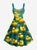 Ducks Water Ripple Print Hawaii Tank Dress(Adjustable Shoulder Strap) -  