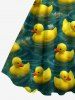 Ducks Water Ripple Print Hawaii Tank Dress(Adjustable Shoulder Strap) -  