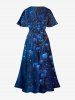 Galaxy Leaf Ombre Print Split Hawaii Midi Dress -  