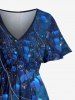 Galaxy Leaf Ombre Print Split Hawaii Midi Dress -  