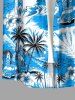 Chemise hawaïenne pour homme à imprimé cocotiers, fleurs et voitures avec boutons et poche - Pers L