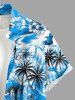 Chemise hawaïenne pour homme à imprimé cocotiers, fleurs et voitures avec boutons et poche - Pers L