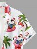 Chemise hawaïenne pour homme avec imprimé cocotier, flamant rose et Père Noël, boutons et poche - Gris Clair S