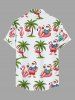 Chemise hawaïenne pour homme avec imprimé cocotier, flamant rose et Père Noël, boutons et poche - Gris Clair S